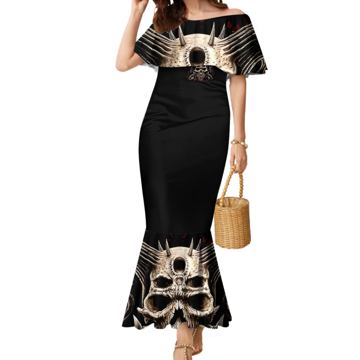 Flower Skull Mermaid Dress I Try To Avoid Drama - Wonder Print Shop