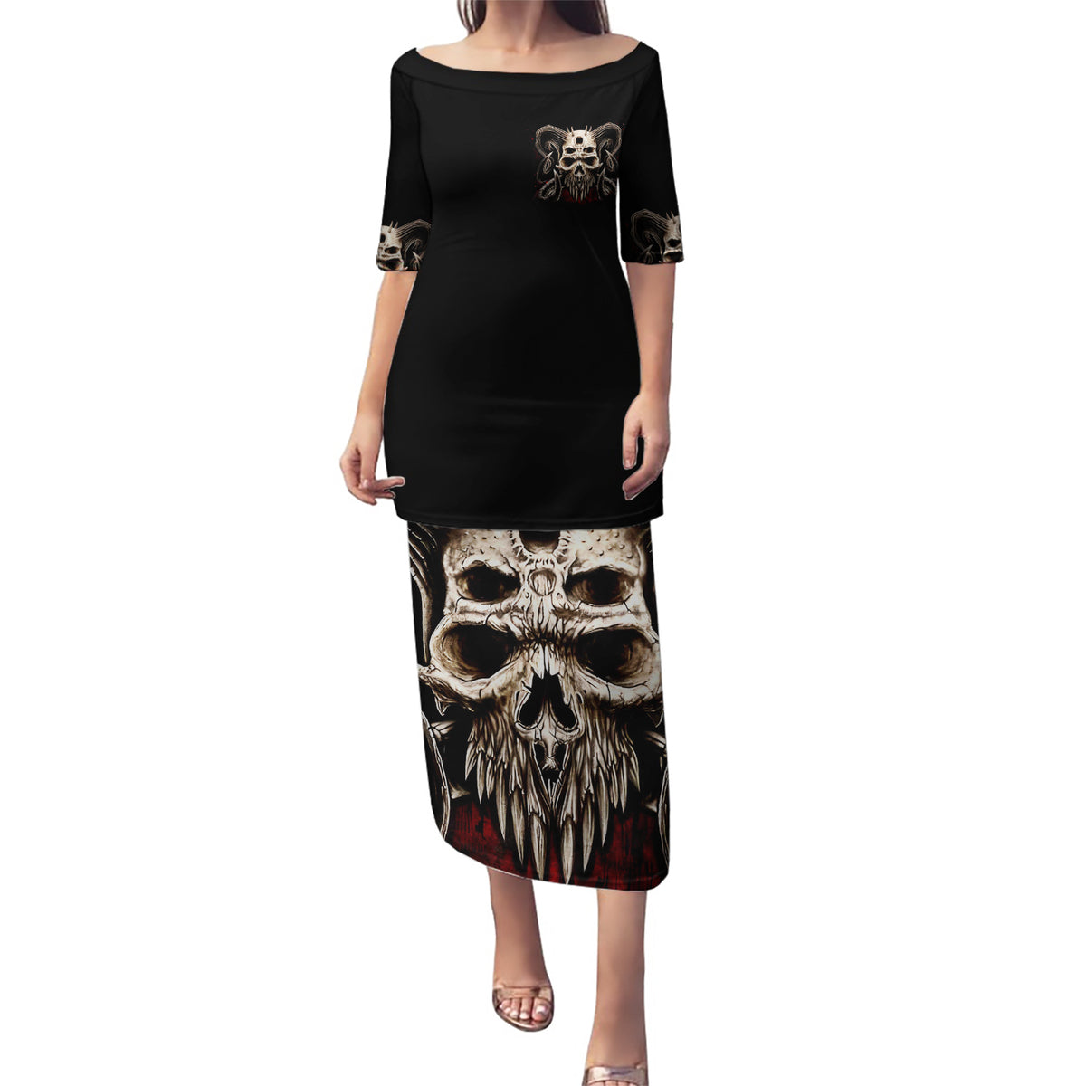 Flower Skull Puletasi I Try To Avoid Drama - Wonder Print Shop