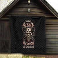 Satan Skull Quilt I Never Alone My Demon With Me 24/7 - Wonder Print Shop