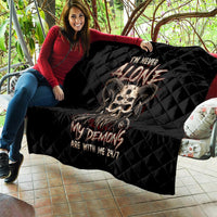 Satan Skull Quilt I Never Alone My Demon With Me 24/7 - Wonder Print Shop