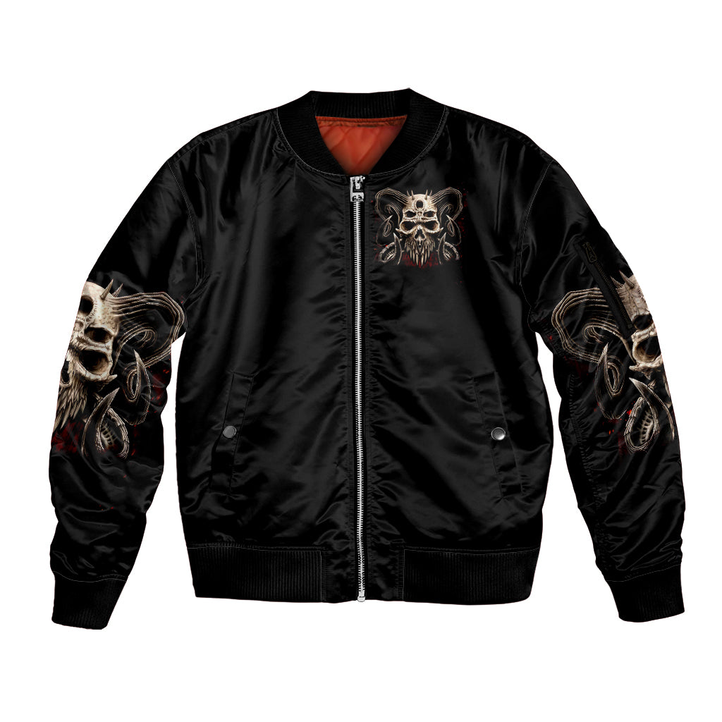 Flower Skull Sleeve Zip Bomber Jacket I Try To Avoid Drama - Wonder Print Shop