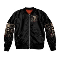 Flower Skull Sleeve Zip Bomber Jacket I Try To Avoid Drama - Wonder Print Shop