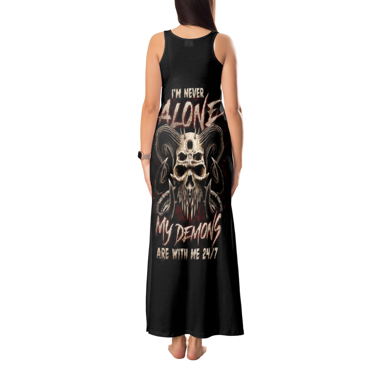 Flower Skull Tank Maxi Dress I Try To Avoid Drama - Wonder Print Shop