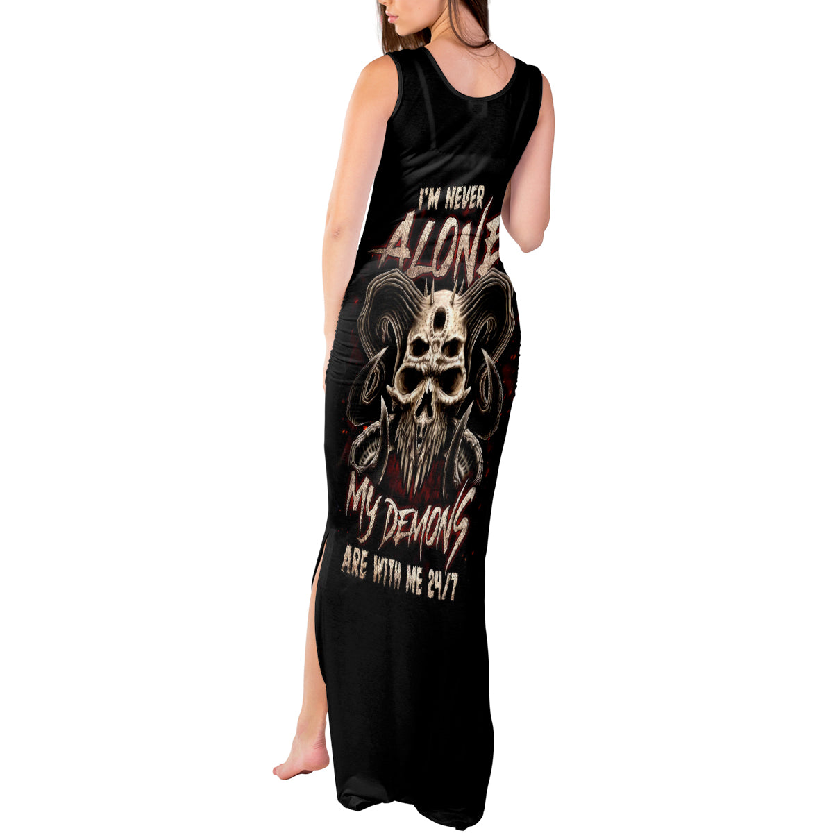 Flower Skull Tank Maxi Dress I Try To Avoid Drama - Wonder Print Shop