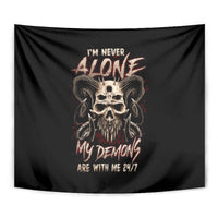 Satan Skull Tapestry I Never Alone My Demon With Me 24/7 - Wonder Print Shop