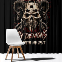 Satan Skull Window Curtain I Never Alone My Demon With Me 24/7 - Wonder Print Shop