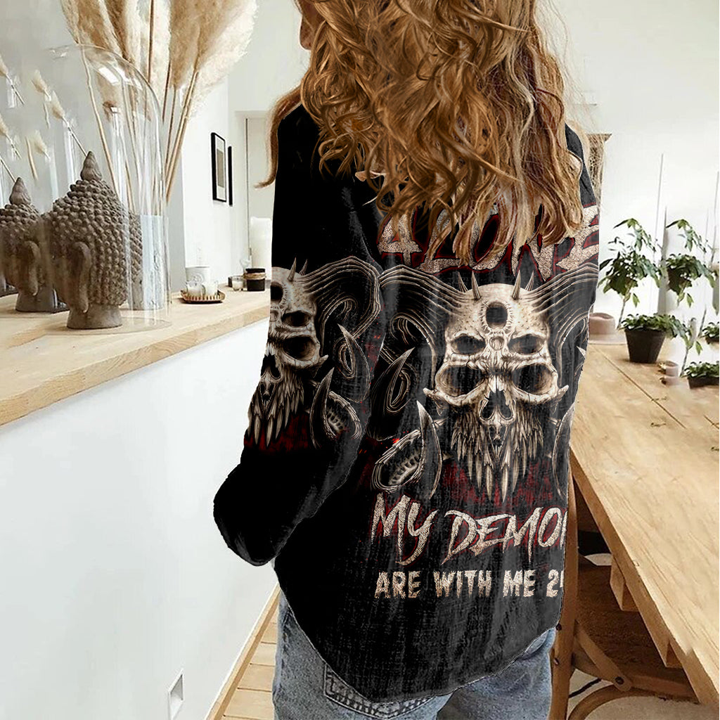 Flower Skull Women Casual Shirt I Try To Avoid Drama - Wonder Print Shop