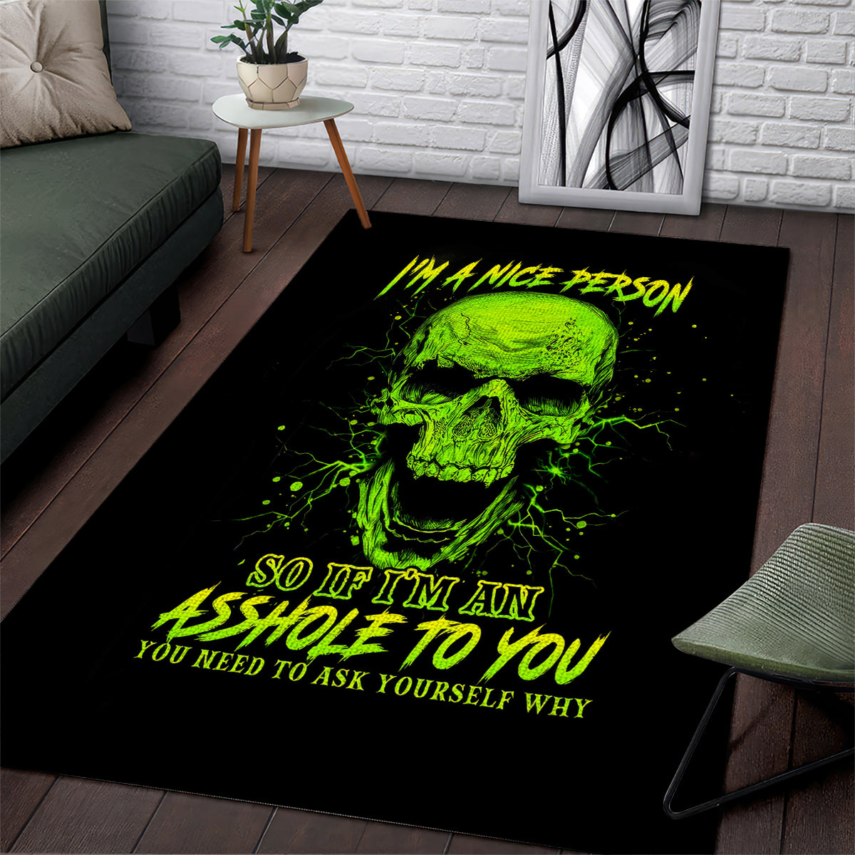 Thunder Skull Area Rug I'm A Nice Person So If I'm An Asshole You Need To Ask Yourself - Wonder Print Shop