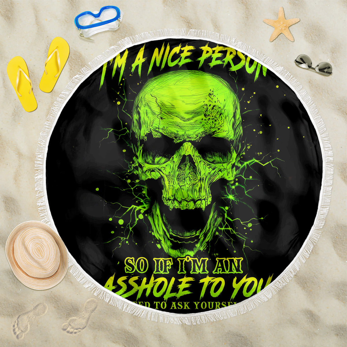 Thunder Skull Beach Blanket I'm A Nice Person So If I'm An Asshole You Need To Ask Yourself - Wonder Print Shop