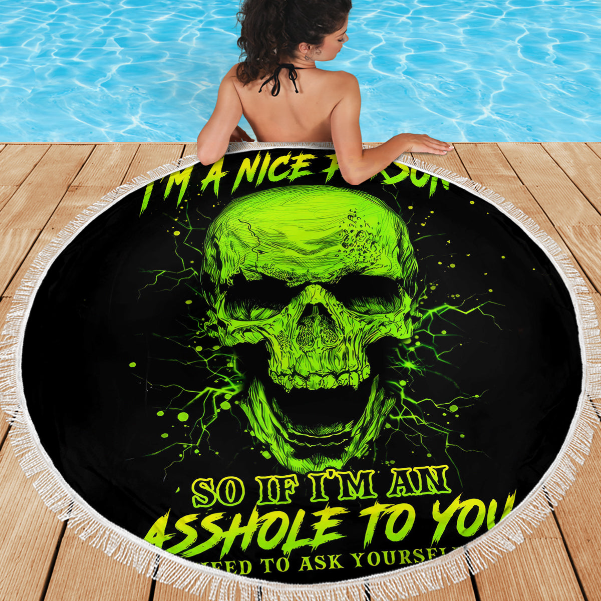 Thunder Skull Beach Blanket I'm A Nice Person So If I'm An Asshole You Need To Ask Yourself - Wonder Print Shop