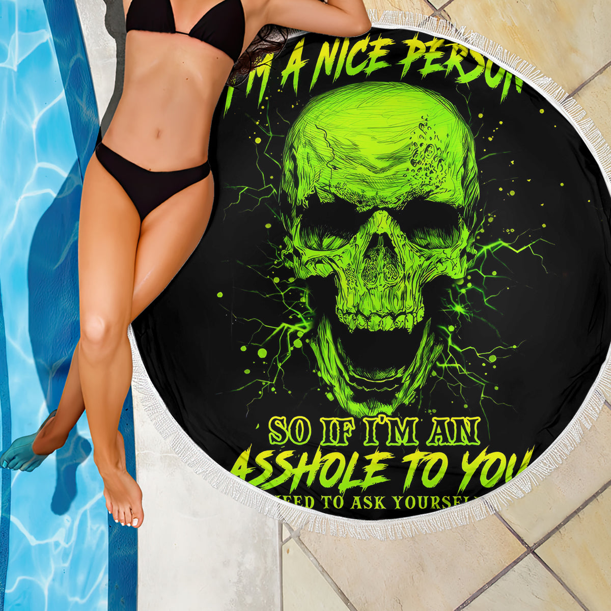Thunder Skull Beach Blanket I'm A Nice Person So If I'm An Asshole You Need To Ask Yourself - Wonder Print Shop