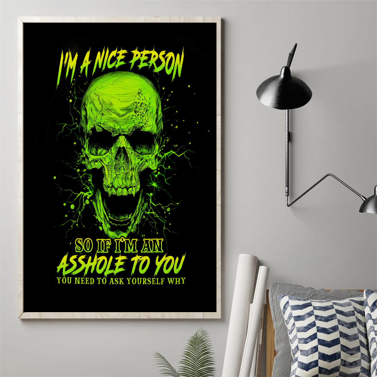 Thunder Skull Canvas Wall Art I'm A Nice Person So If I'm An Asshole You Need To Ask Yourself - Wonder Print Shop