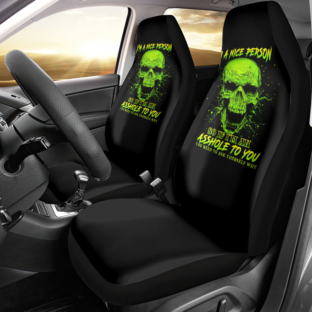 Thunder Skull Car Seat Cover I'm A Nice Person So If I'm An Asshole You Need To Ask Yourself - Wonder Print Shop
