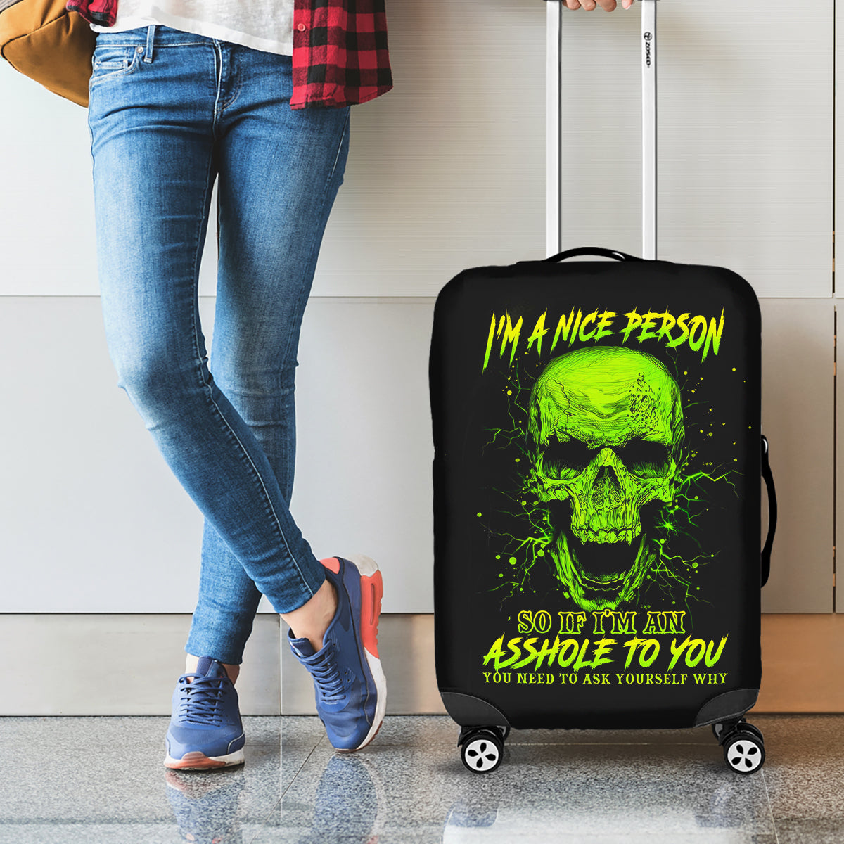 Thunder Skull Luggage Cover I'm A Nice Person So If I'm An Asshole You Need To Ask Yourself - Wonder Print Shop