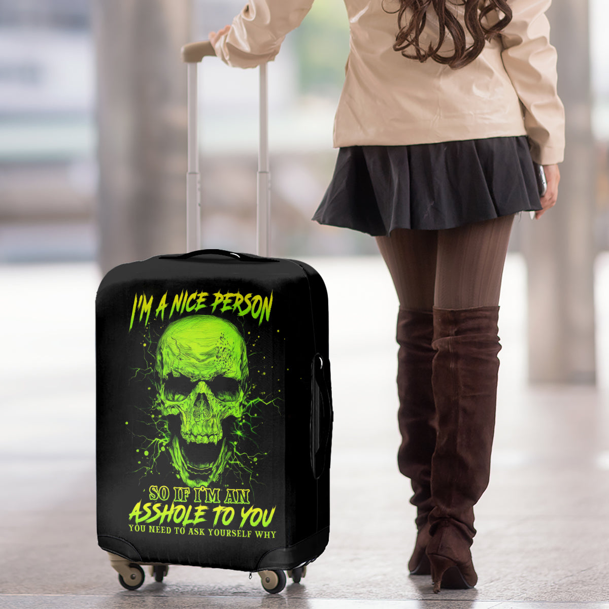 Thunder Skull Luggage Cover I'm A Nice Person So If I'm An Asshole You Need To Ask Yourself - Wonder Print Shop