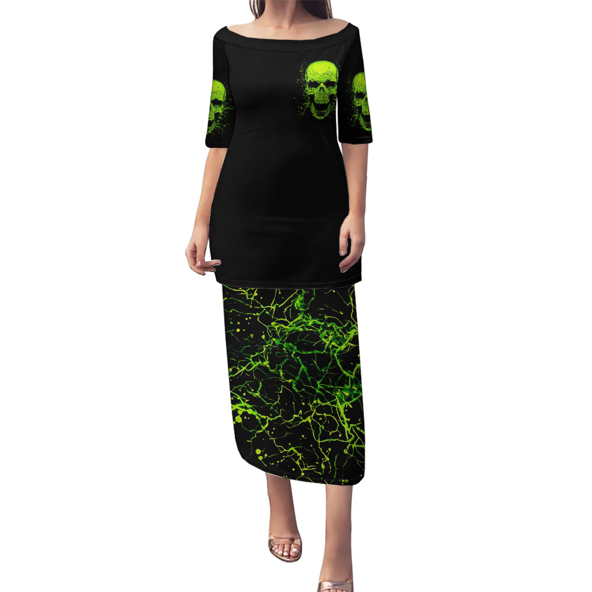 Flower Skull Puletasi Iam A Sweet Girl Full Of Crazy - Wonder Print Shop