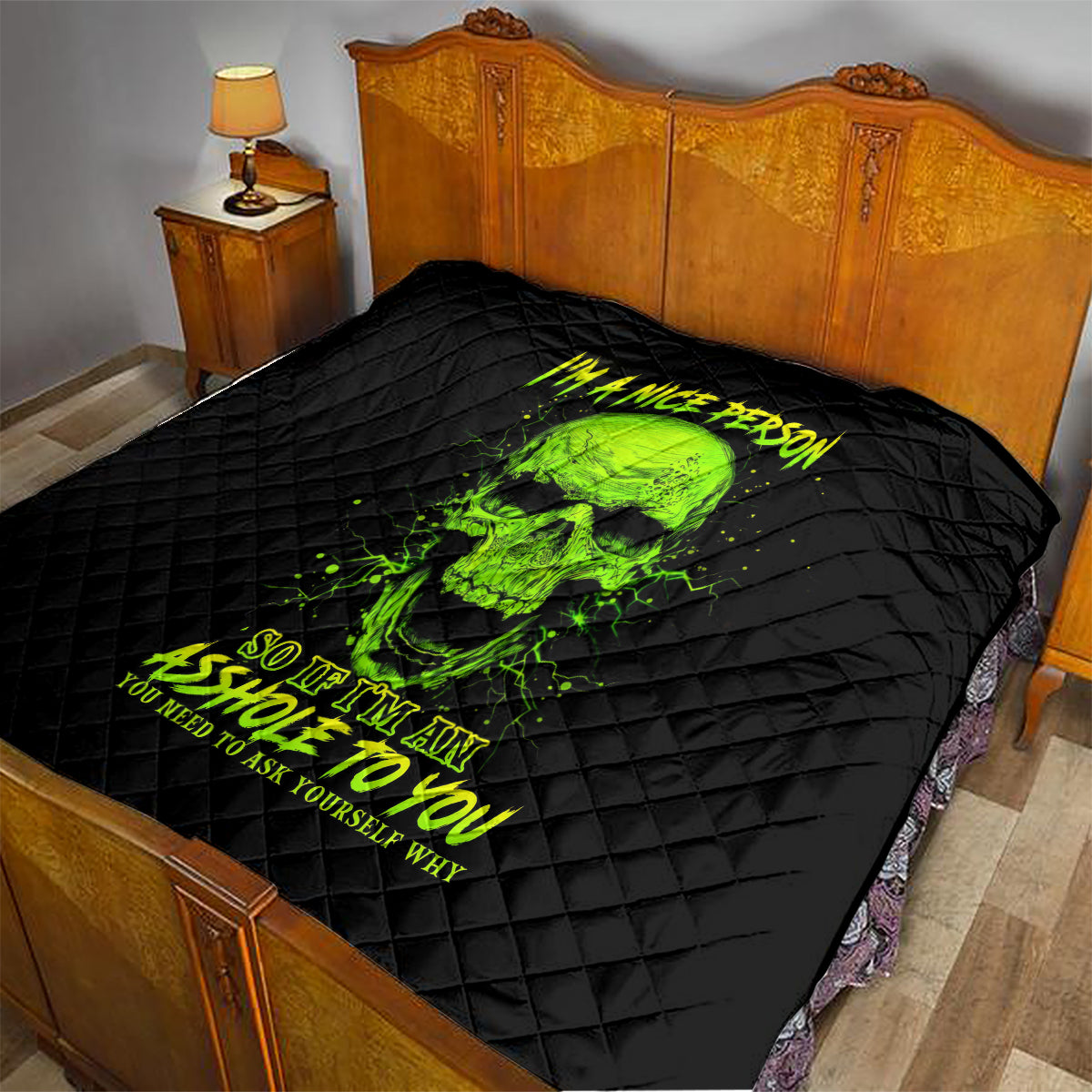 Thunder Skull Quilt I'm A Nice Person So If I'm An Asshole You Need To Ask Yourself - Wonder Print Shop
