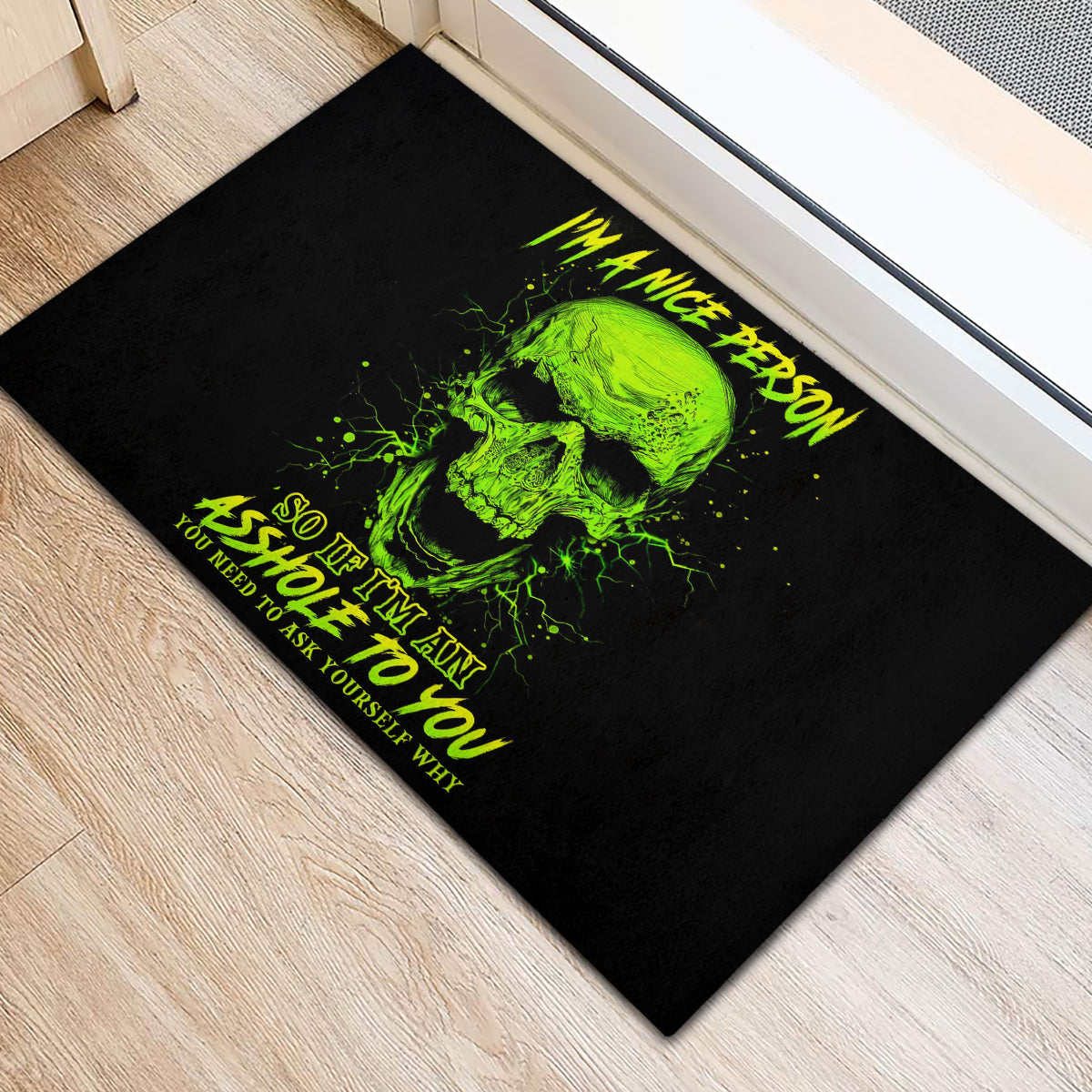Thunder Skull Rubber Doormat I'm A Nice Person So If I'm An Asshole You Need To Ask Yourself - Wonder Print Shop