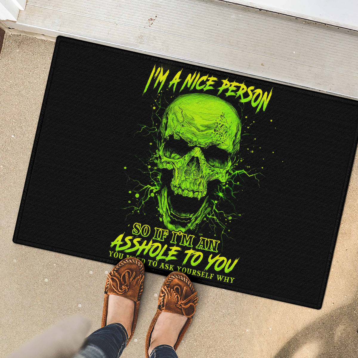 Thunder Skull Rubber Doormat I'm A Nice Person So If I'm An Asshole You Need To Ask Yourself - Wonder Print Shop