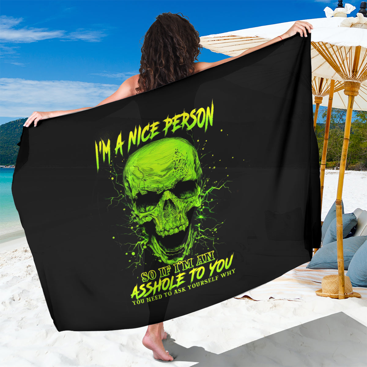Thunder Skull Sarong I'm A Nice Person So If I'm An Asshole You Need To Ask Yourself - Wonder Print Shop
