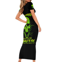 Flower Skull Short Sleeve Bodycon Dress Iam A Sweet Girl Full Of Crazy - Wonder Print Shop