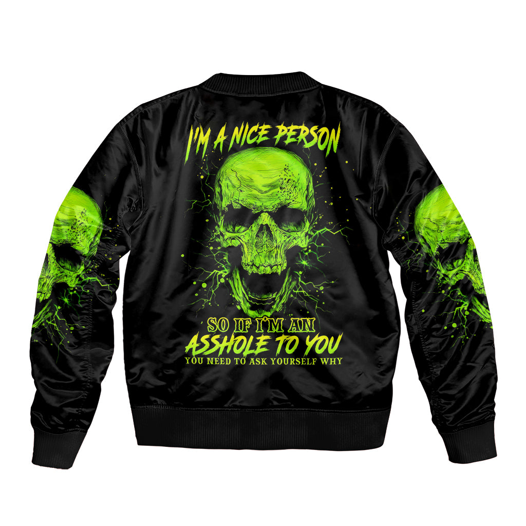 Flower Skull Sleeve Zip Bomber Jacket Iam A Sweet Girl Full Of Crazy - Wonder Print Shop