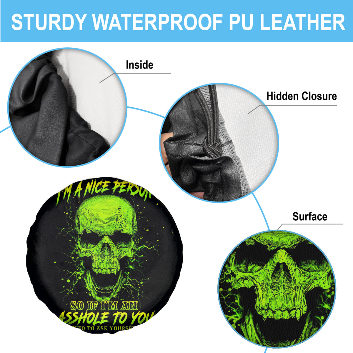 Thunder Skull Spare Tire Cover I'm A Nice Person So If I'm An Asshole You Need To Ask Yourself - Wonder Print Shop