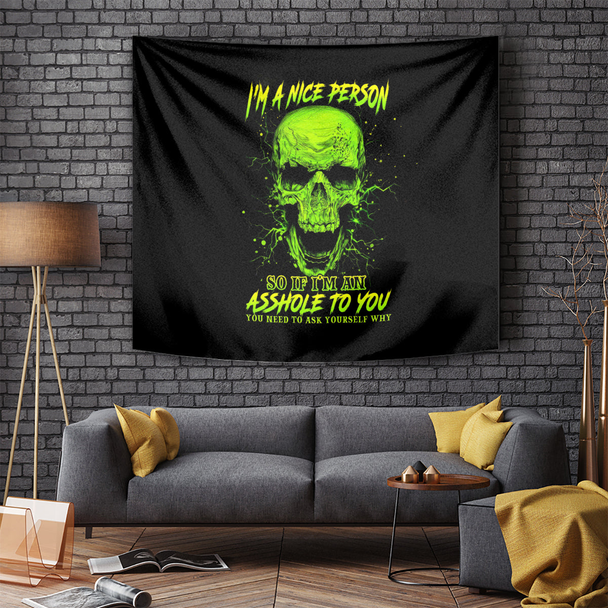 Thunder Skull Tapestry I'm A Nice Person So If I'm An Asshole You Need To Ask Yourself - Wonder Print Shop