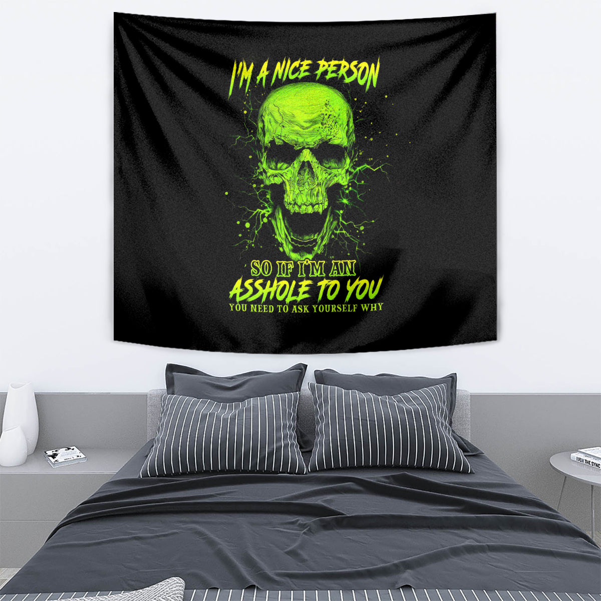 Thunder Skull Tapestry I'm A Nice Person So If I'm An Asshole You Need To Ask Yourself - Wonder Print Shop