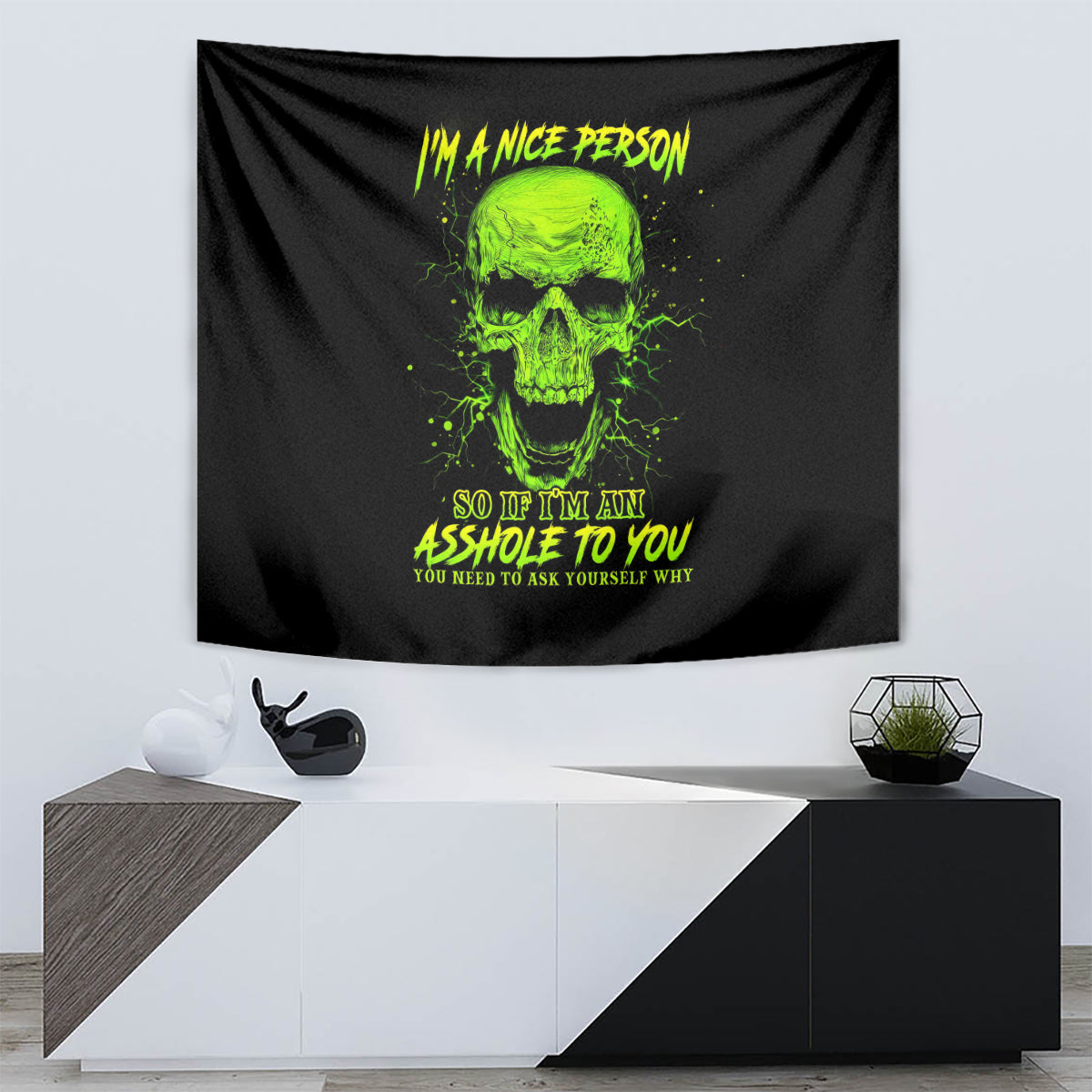 Thunder Skull Tapestry I'm A Nice Person So If I'm An Asshole You Need To Ask Yourself - Wonder Print Shop