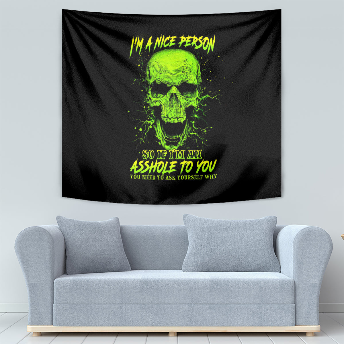 Thunder Skull Tapestry I'm A Nice Person So If I'm An Asshole You Need To Ask Yourself - Wonder Print Shop