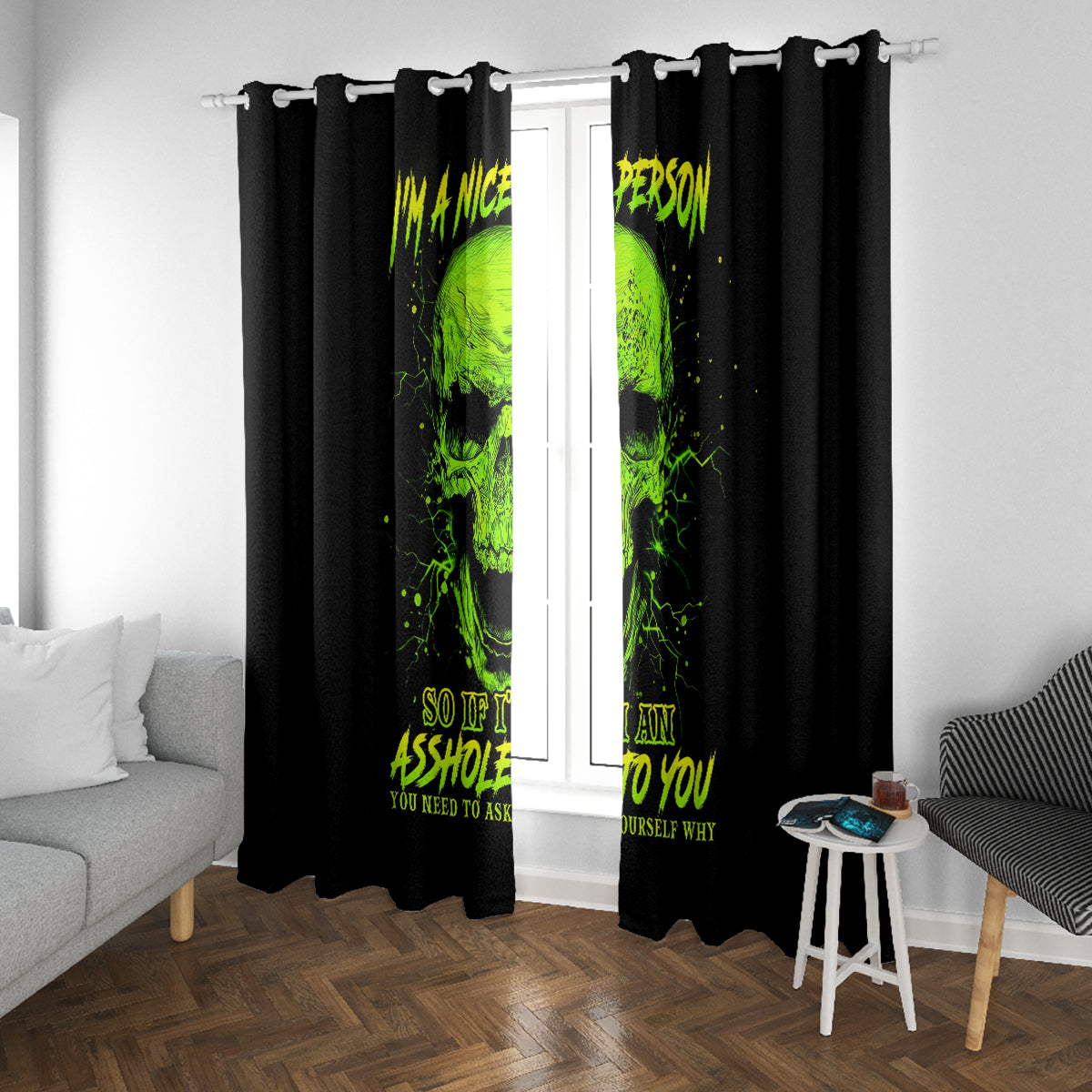 Thunder Skull Window Curtain I'm A Nice Person So If I'm An Asshole You Need To Ask Yourself - Wonder Print Shop