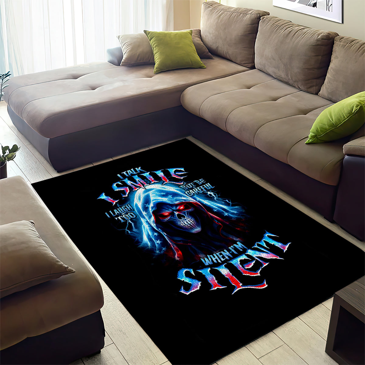 American Skull Area Rug I Talk I Smile But Be Carefull When I Silent - Wonder Print Shop