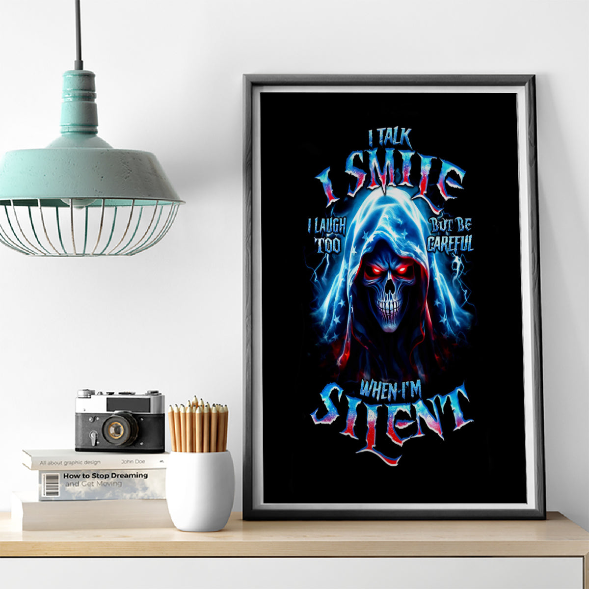 American Skull Canvas Wall Art I Talk I Smile But Be Carefull When I Silent - Wonder Print Shop