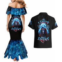 American Skull Couples Matching Mermaid Dress and Hawaiian Shirt I Talk I Smile But Be Carefull When I Silent - Wonder Print Shop