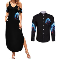 American Skull Couples Matching Summer Maxi Dress and Long Sleeve Button Shirts I Talk I Smile But Be Carefull When I Silent - Wonder Print Shop