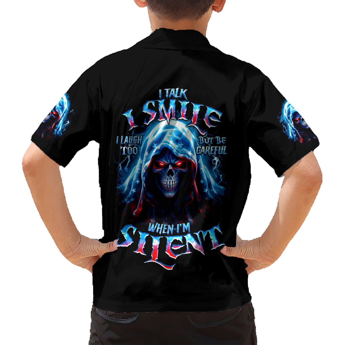 American Skull Hawaiian Shirt I Talk I Smile But Be Carefull When I Silent - Wonder Print Shop