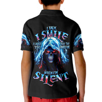 American Skull Kid Polo Shirt I Talk I Smile But Be Carefull When I Silent - Wonder Print Shop