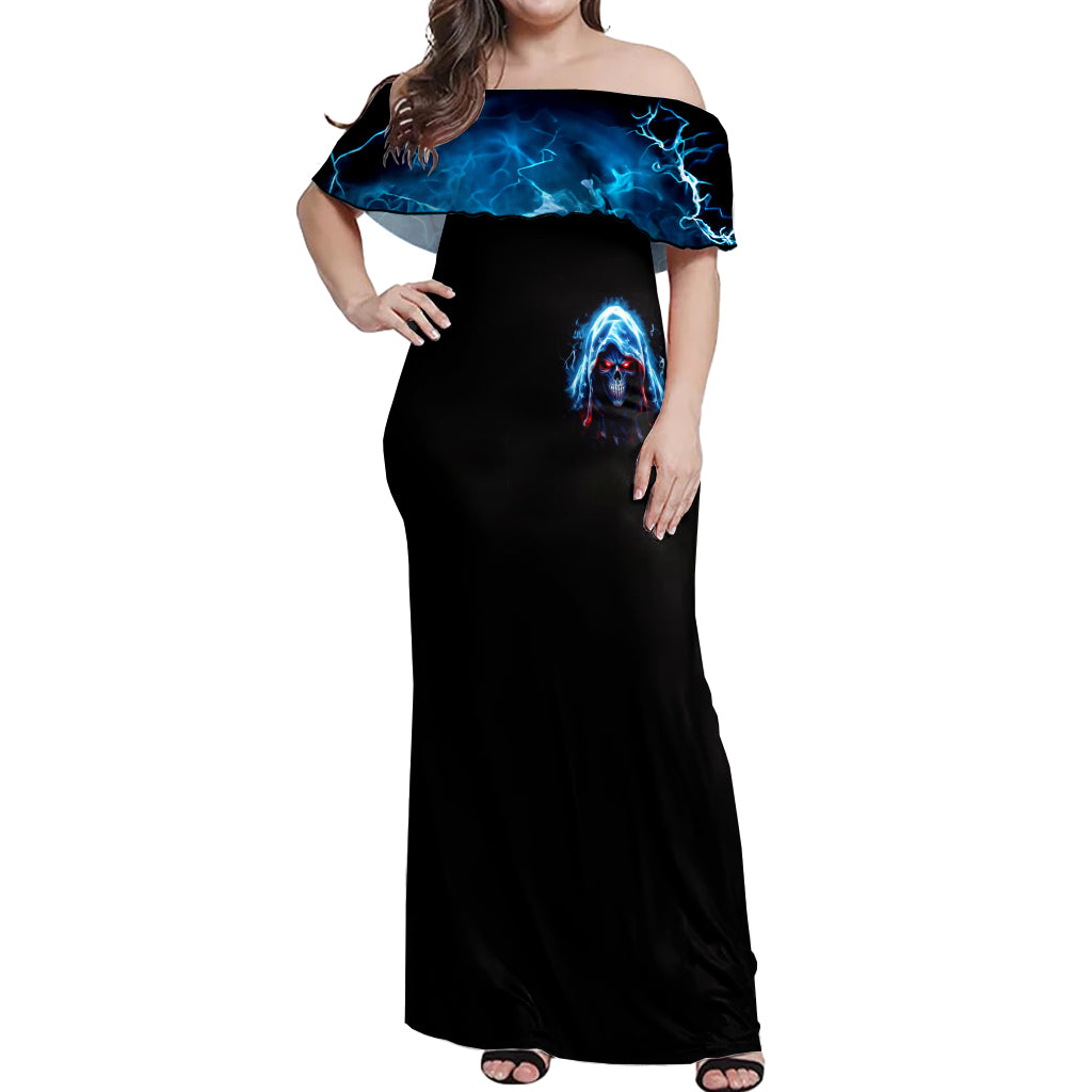 Girl Skull Off Shoulder Maxi Dress Don't Try To Figured Me Out I Special Kind - Wonder Print Shop