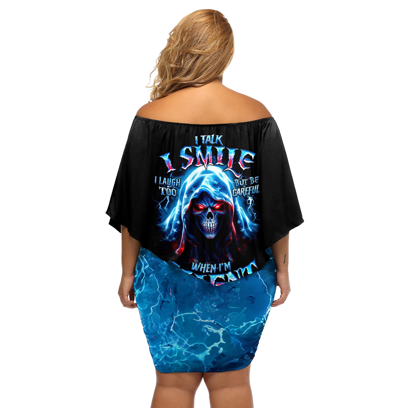 Girl Skull Off Shoulder Short Dress Don't Try To Figured Me Out I Special Kind - Wonder Print Shop