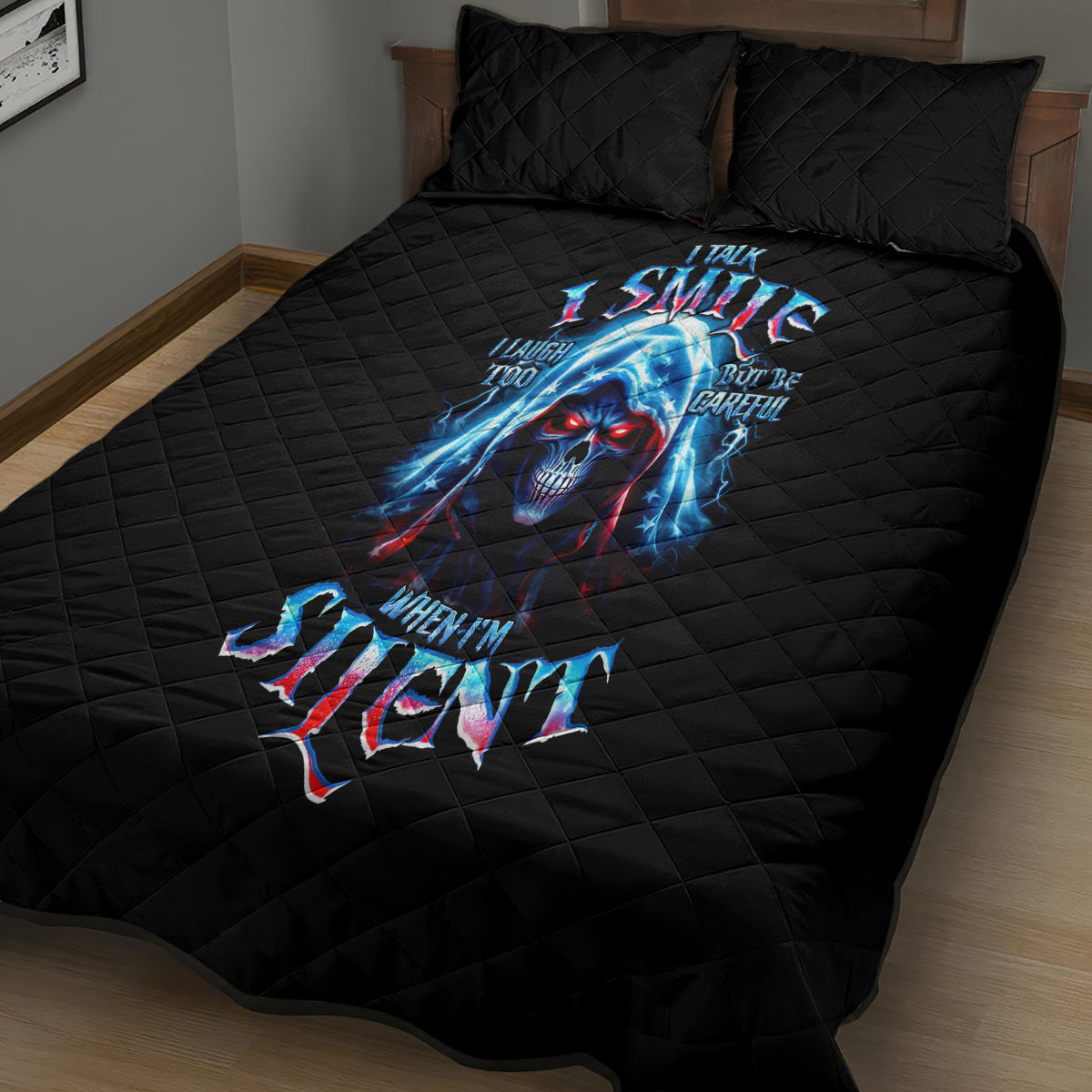 American Skull Quilt Bed Set I Talk I Smile But Be Carefull When I Silent - Wonder Print Shop
