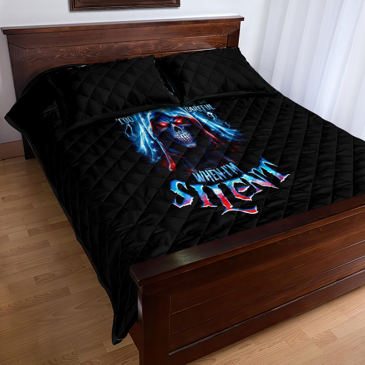 American Skull Quilt Bed Set I Talk I Smile But Be Carefull When I Silent - Wonder Print Shop