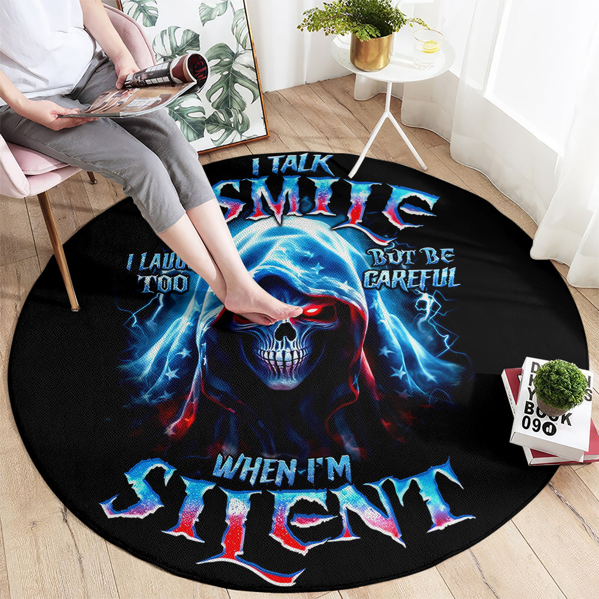 american-skull-round-carpet-i-talk-i-smile-but-be-carefull-when-i-silent