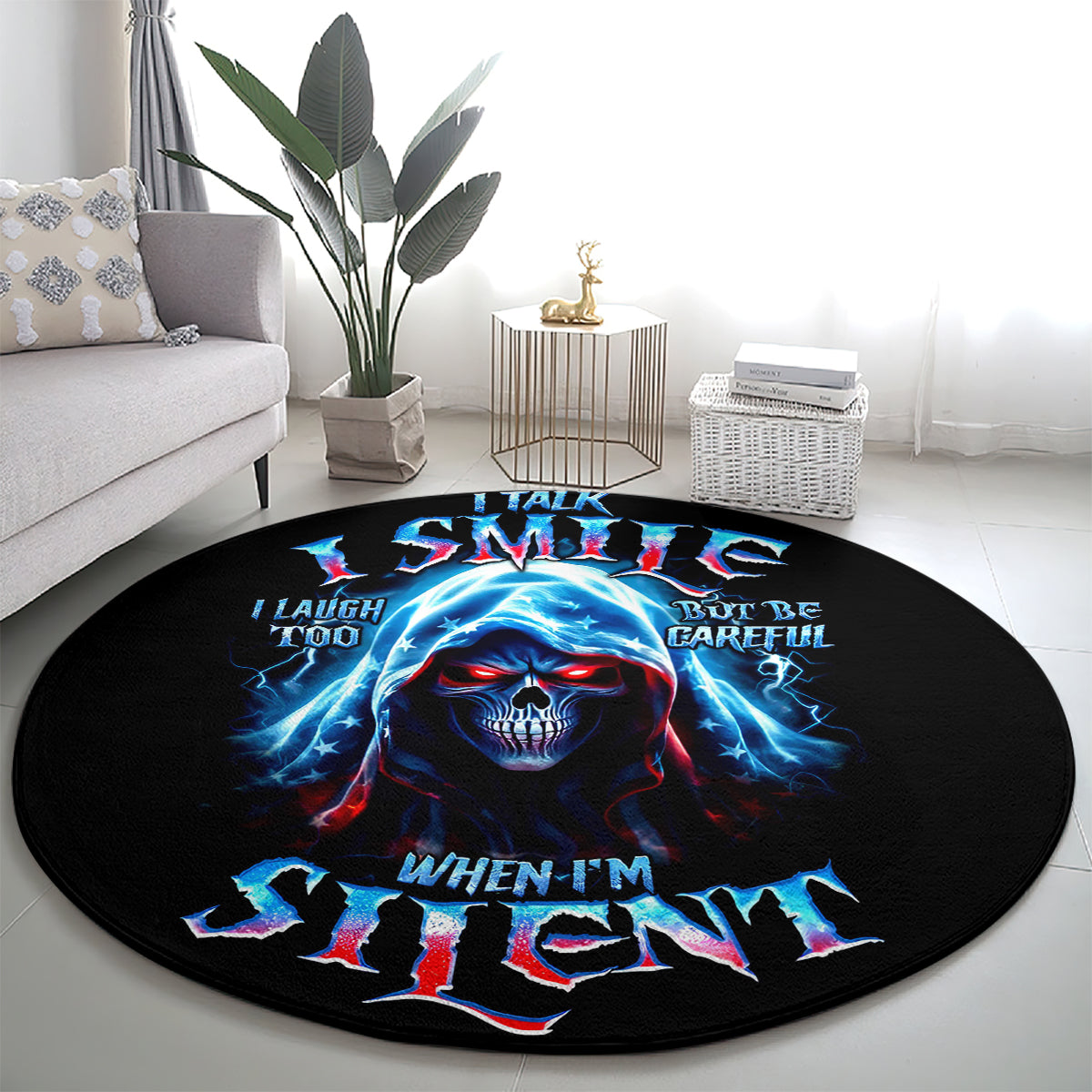 american-skull-round-carpet-i-talk-i-smile-but-be-carefull-when-i-silent