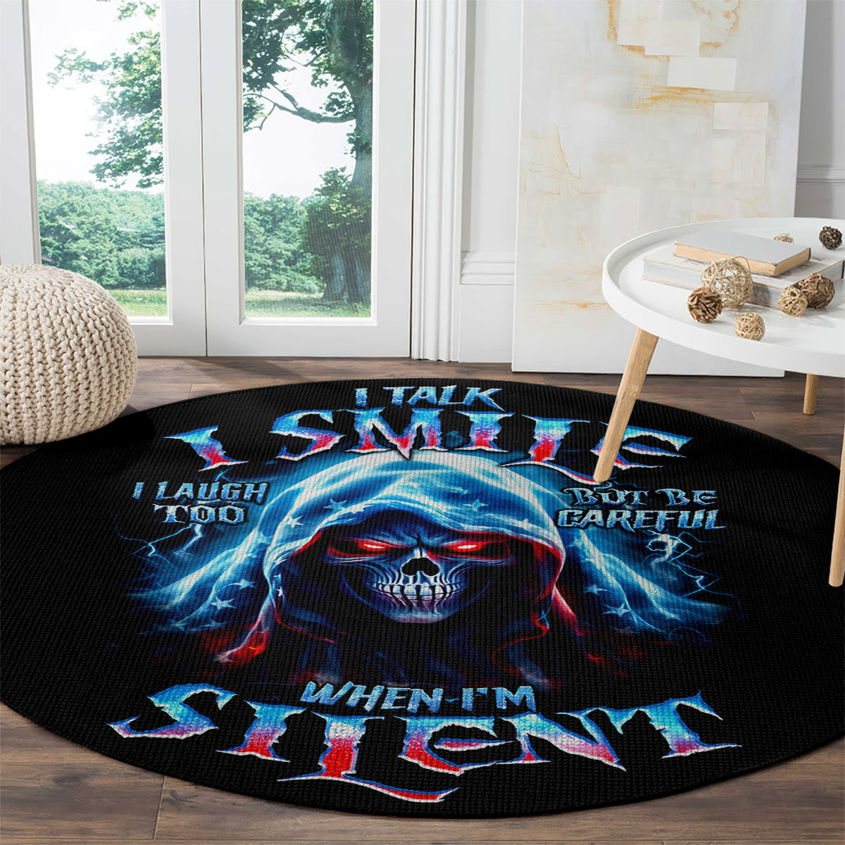 american-skull-round-carpet-i-talk-i-smile-but-be-carefull-when-i-silent