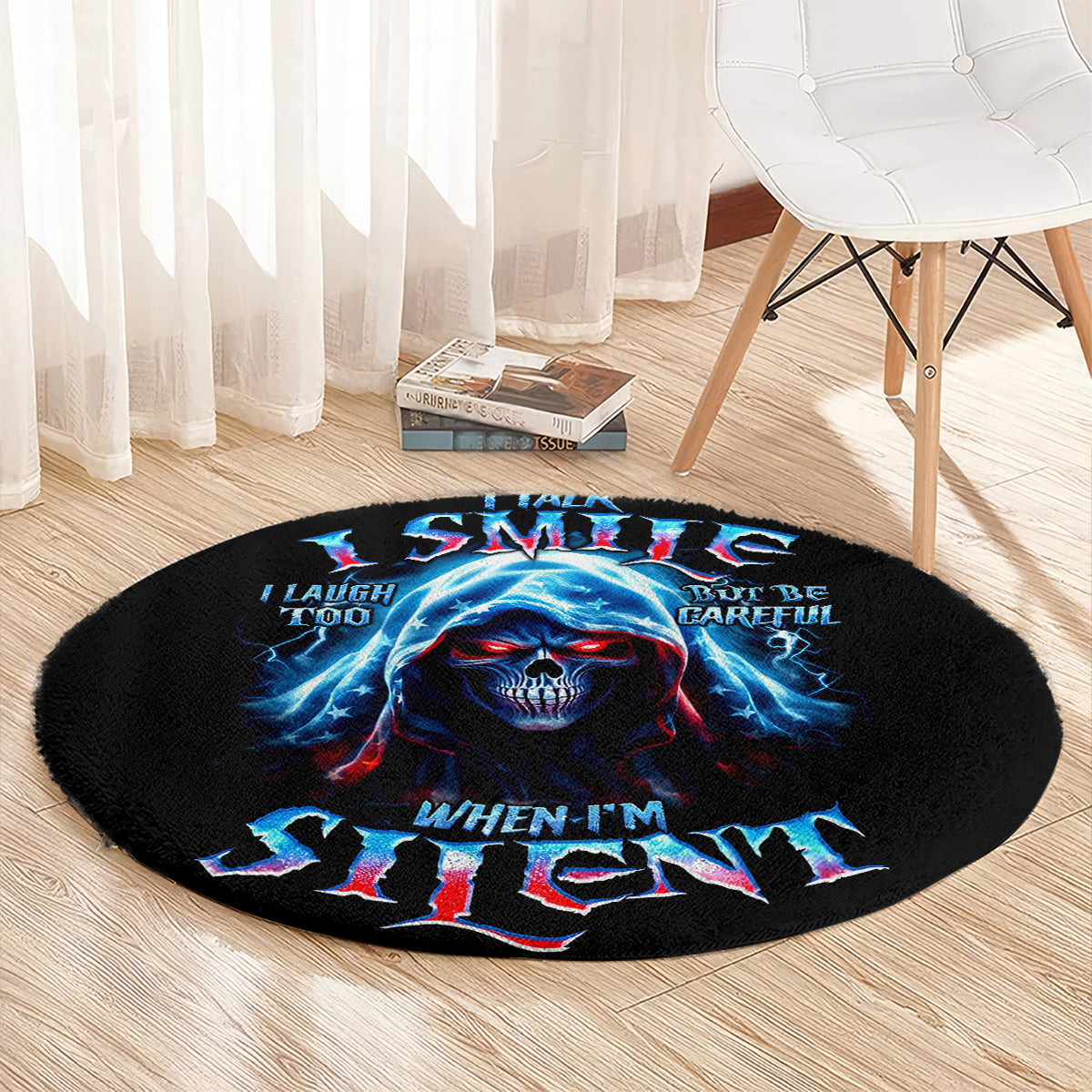 american-skull-round-carpet-i-talk-i-smile-but-be-carefull-when-i-silent