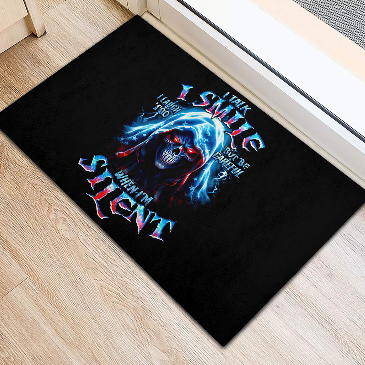 American Skull Rubber Doormat I Talk I Smile But Be Carefull When I Silent - Wonder Print Shop