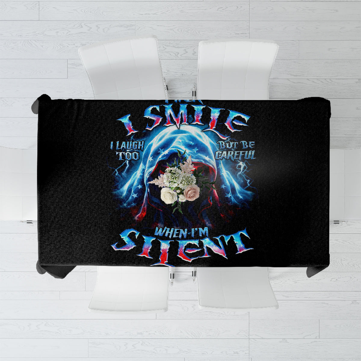 American Skull Tablecloth I Talk I Smile But Be Carefull When I Silent - Wonder Print Shop