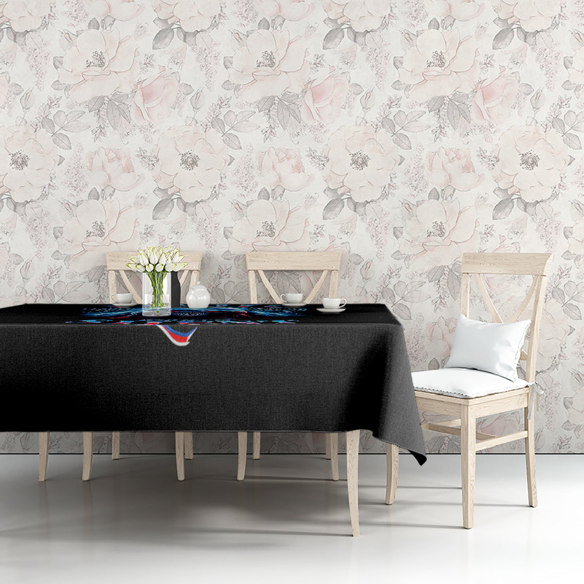 American Skull Tablecloth I Talk I Smile But Be Carefull When I Silent - Wonder Print Shop
