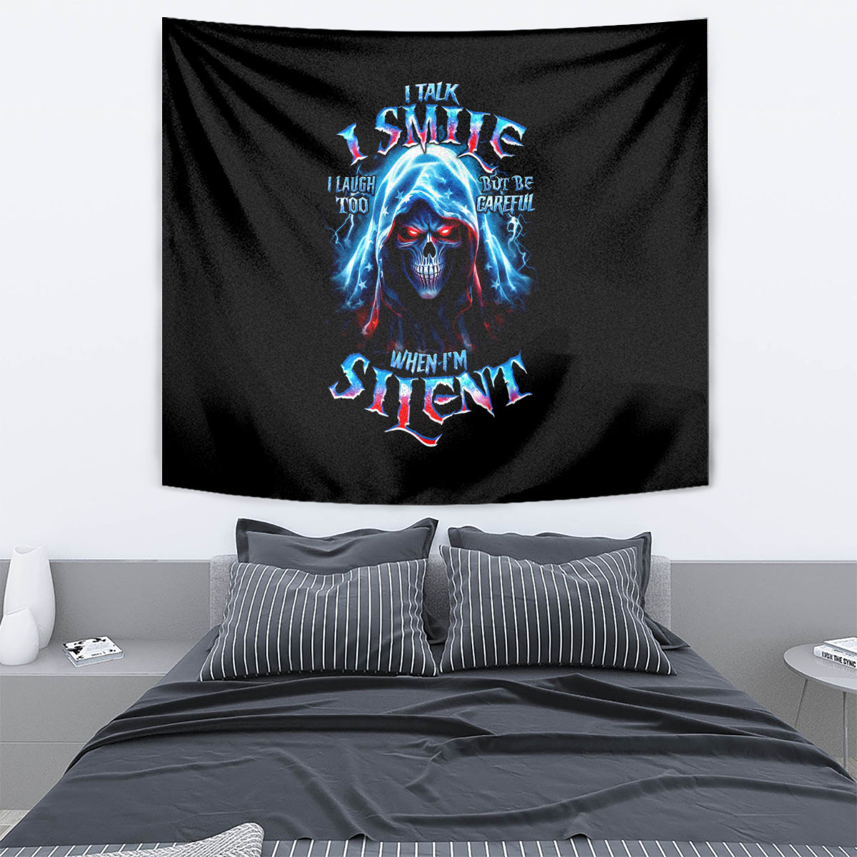 American Skull Tapestry I Talk I Smile But Be Carefull When I Silent - Wonder Print Shop